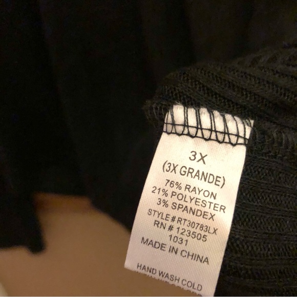 Fashion Nova Ribbed Henley Long Sleeve Shirt‎ Black 3X - Picture 5 of 6